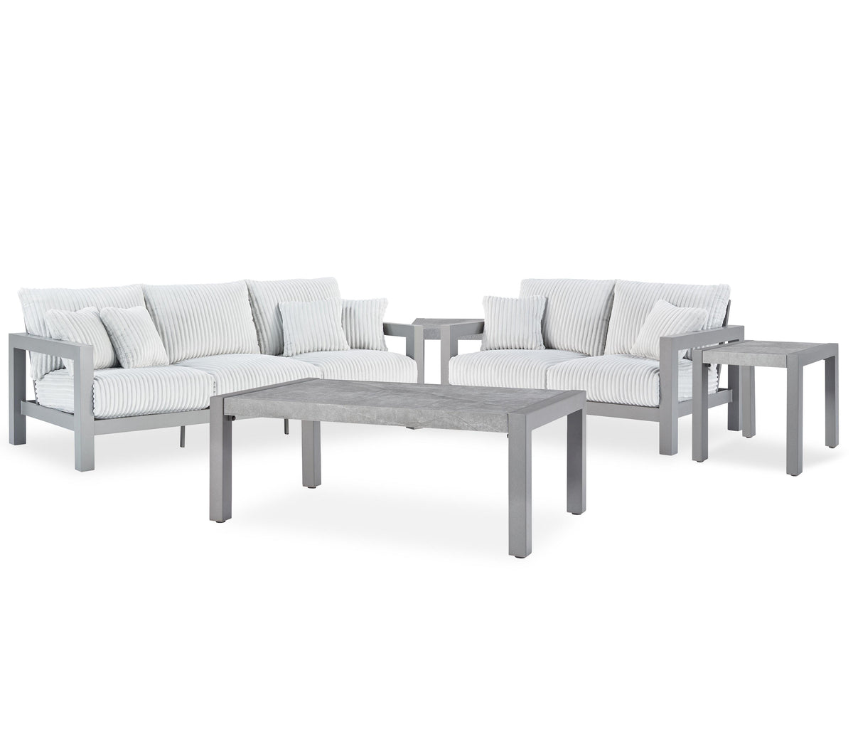 Hurley Park Outdoor Sofa and Loveseat with Coffee Table and 2 End Tables