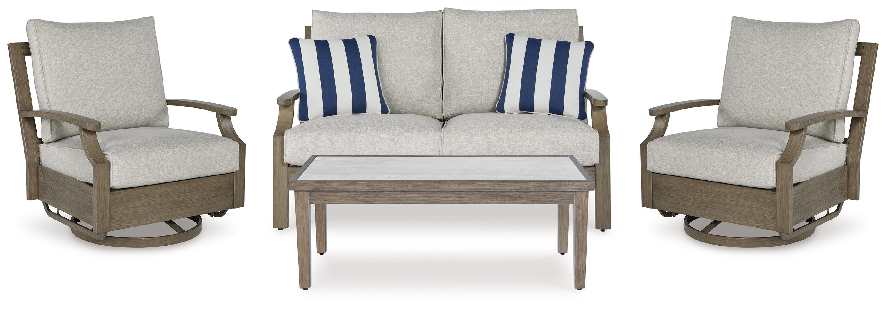 Rainier Ranch Outdoor Loveseat and 2 Chairs with Coffee Table