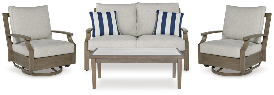 Rainier Ranch Outdoor Loveseat and 2 Chairs with Coffee Table