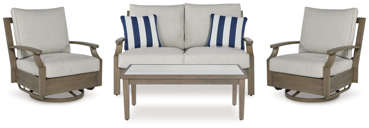 Rainier Ranch Outdoor Loveseat and 2 Chairs with Coffee Table