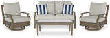 Rainier Ranch Outdoor Loveseat and 2 Chairs with Coffee Table
