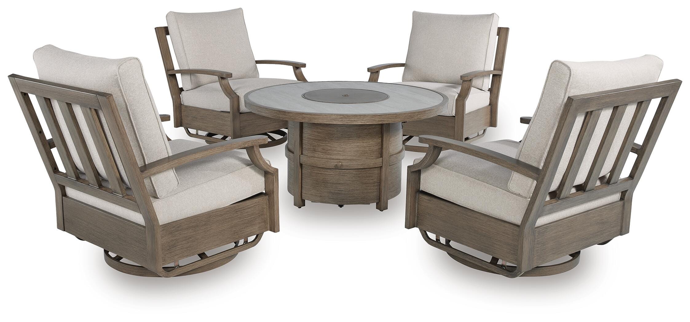Rainier Ranch Outdoor Fire Pit Table and 4 Chairs