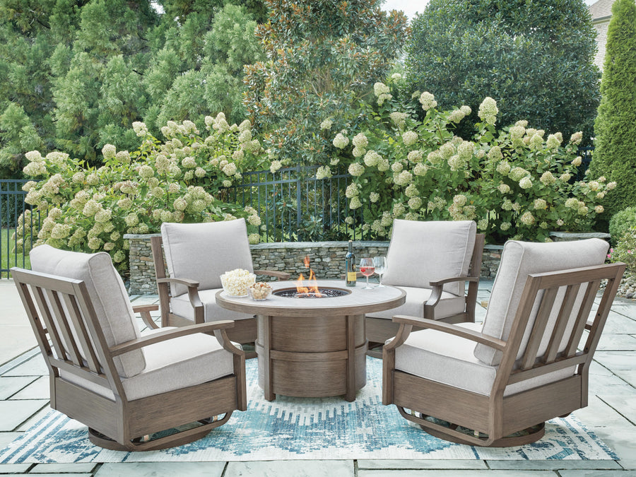 Rainier Ranch Outdoor Fire Pit Table and 4 Chairs