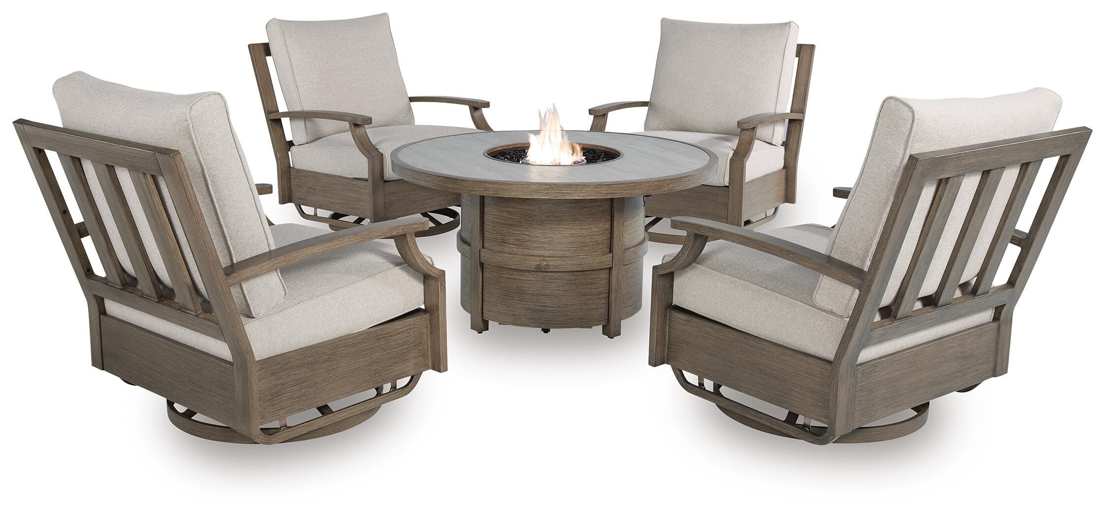 Rainier Ranch Outdoor Fire Pit Table and 4 Chairs