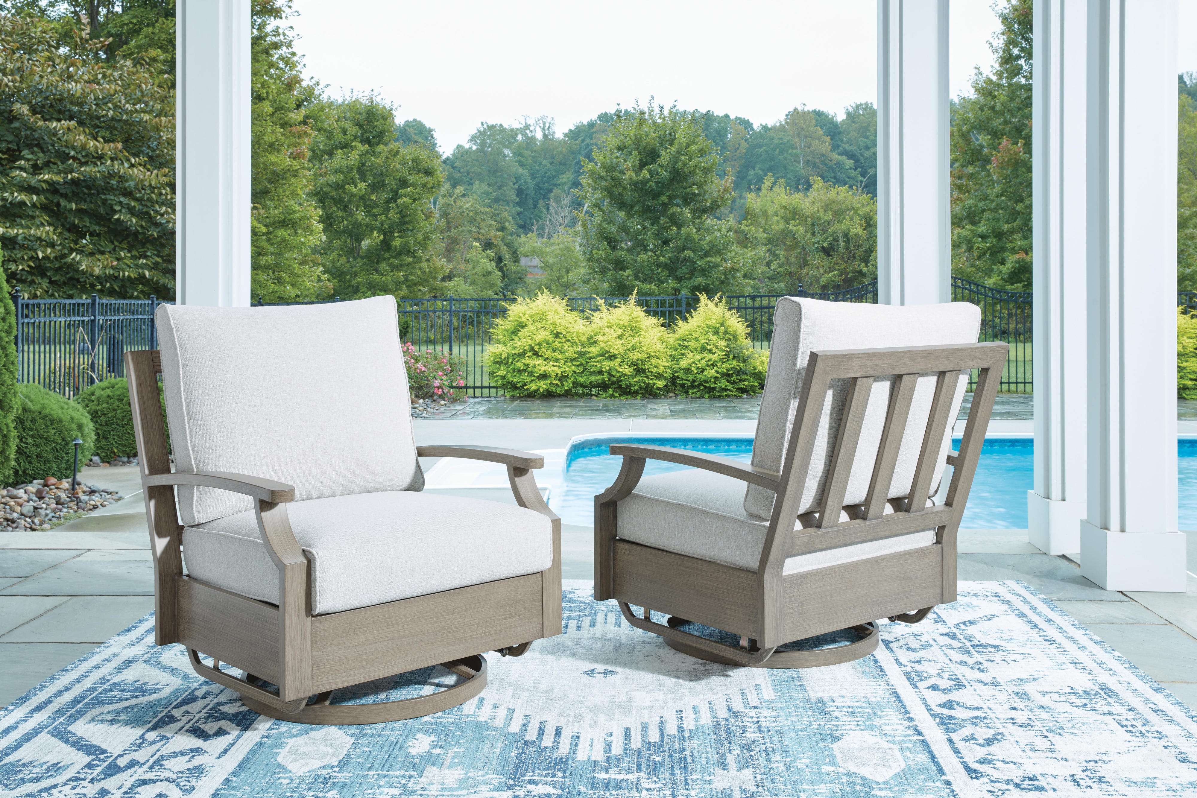 Rainier Ranch Outdoor Sofa and 2 Chairs with Coffee Table
