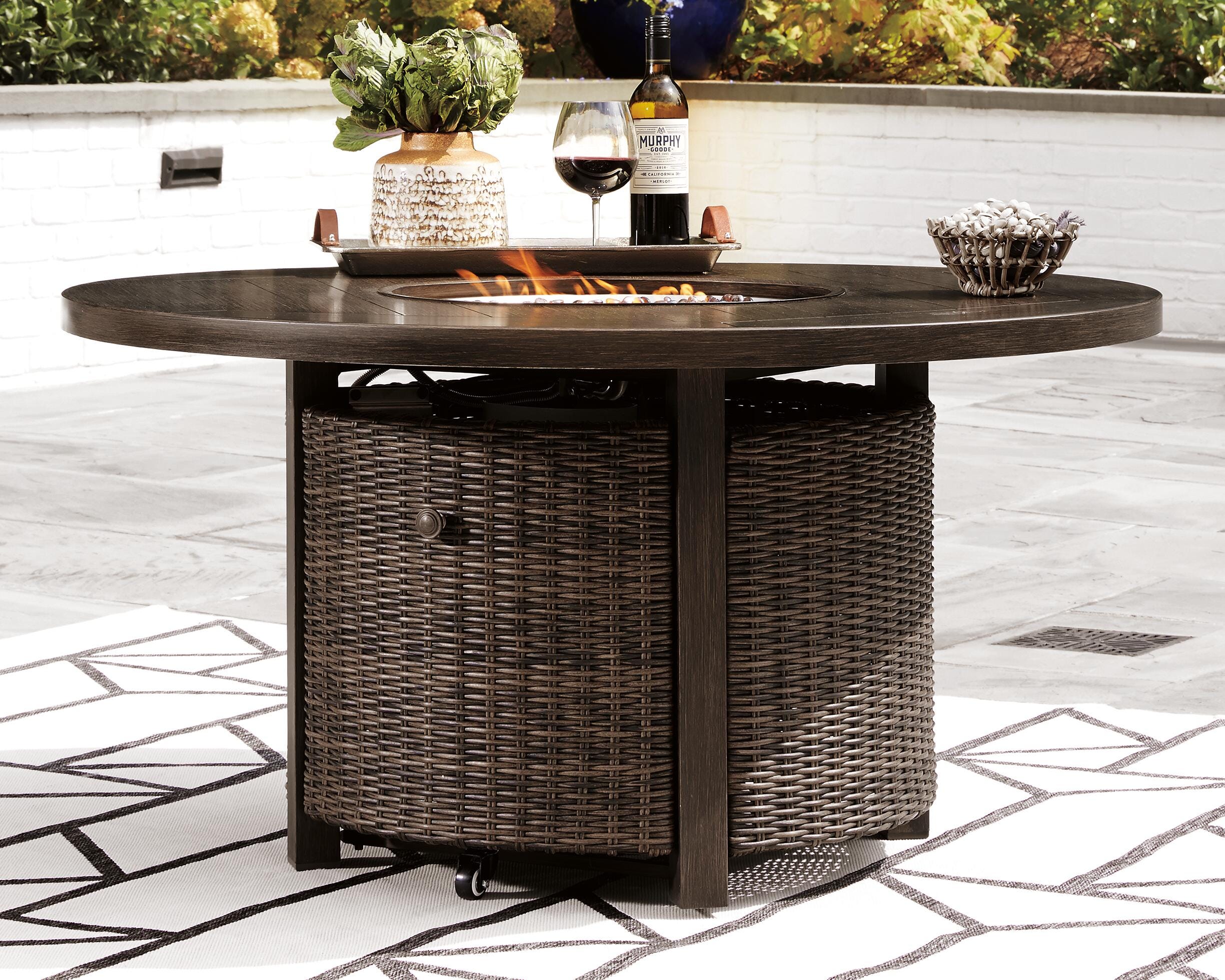 Paradise Trail Outdoor Loveseat, Fire Pit Table and 2 Lounge Chairs