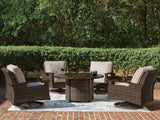 Monterey Point Outdoor Fire Pit Table and 4 Chairs