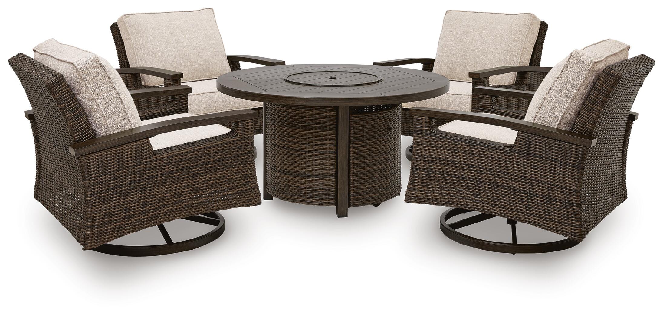 Monterey Point Outdoor Fire Pit Table and 4 Chairs