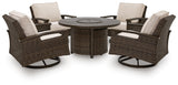 Monterey Point Outdoor Fire Pit Table and 4 Chairs