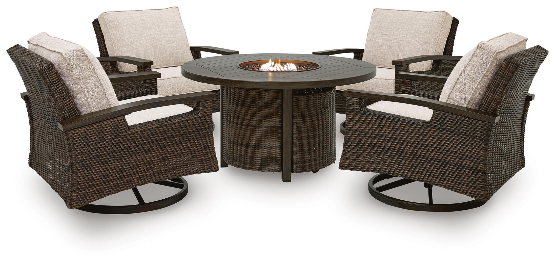 Monterey Point Outdoor Fire Pit Table and 4 Chairs