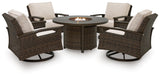 Monterey Point Outdoor Fire Pit Table and 4 Chairs