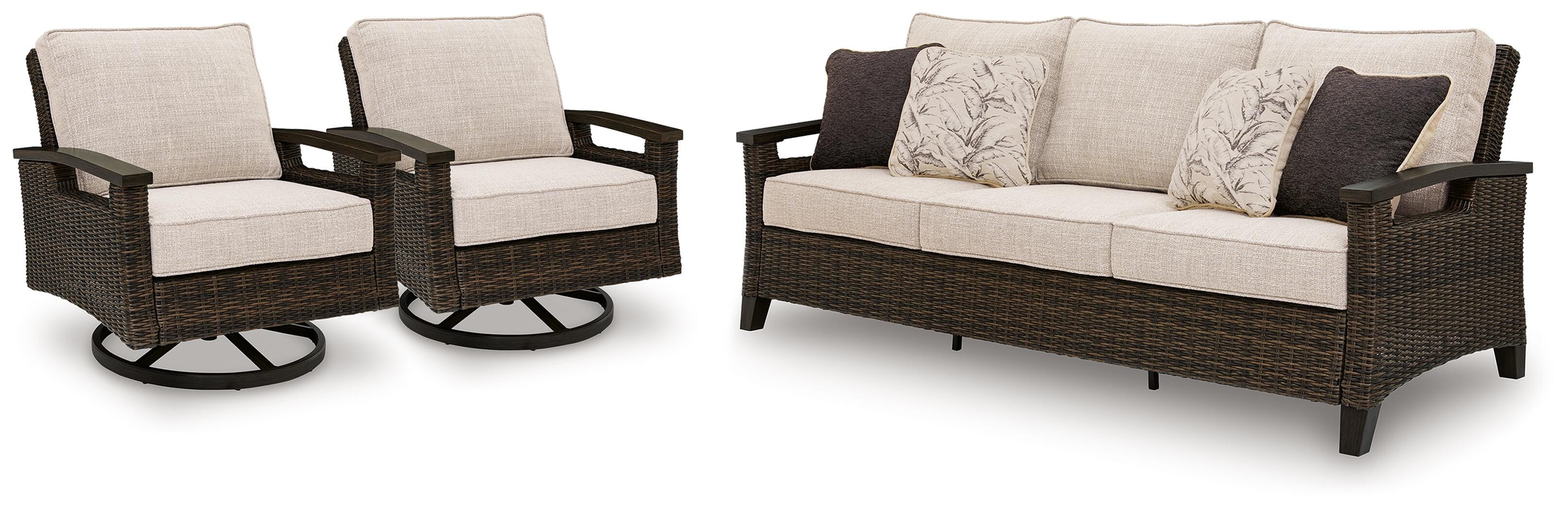 Monterey Point Outdoor Sofa with 2 Lounge Chairs