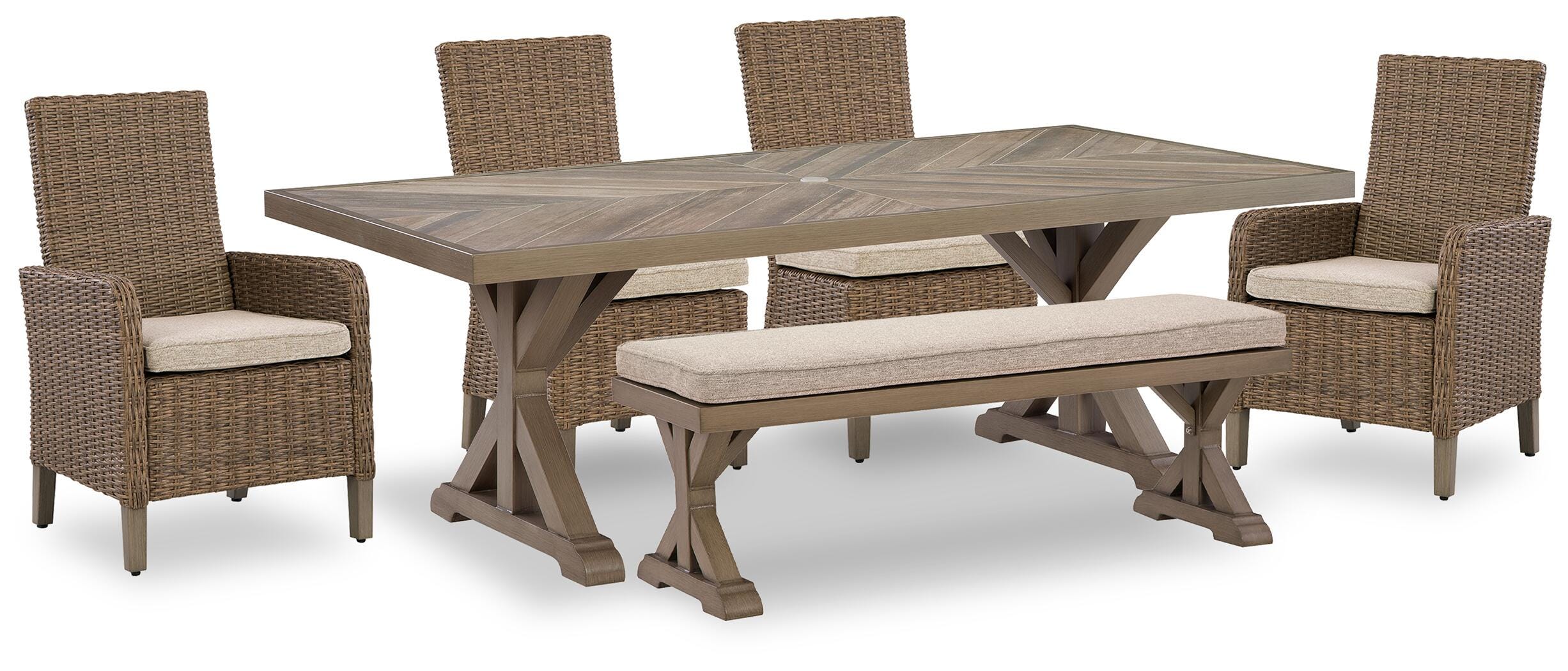 Laguna Heights Outdoor Dining Table and 4 Chairs and Bench