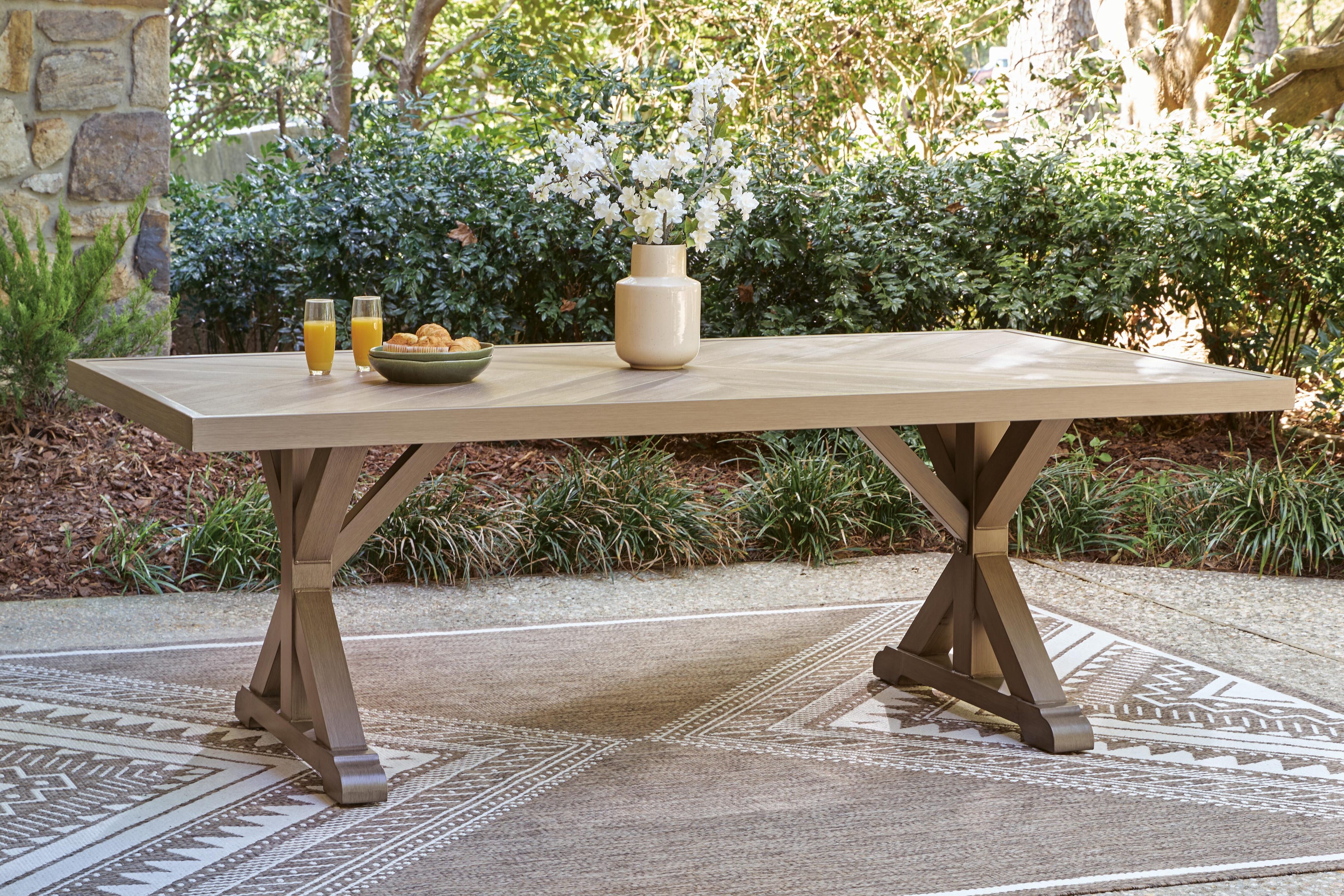 Laguna Heights Outdoor Dining Table and 4 Chairs and Bench