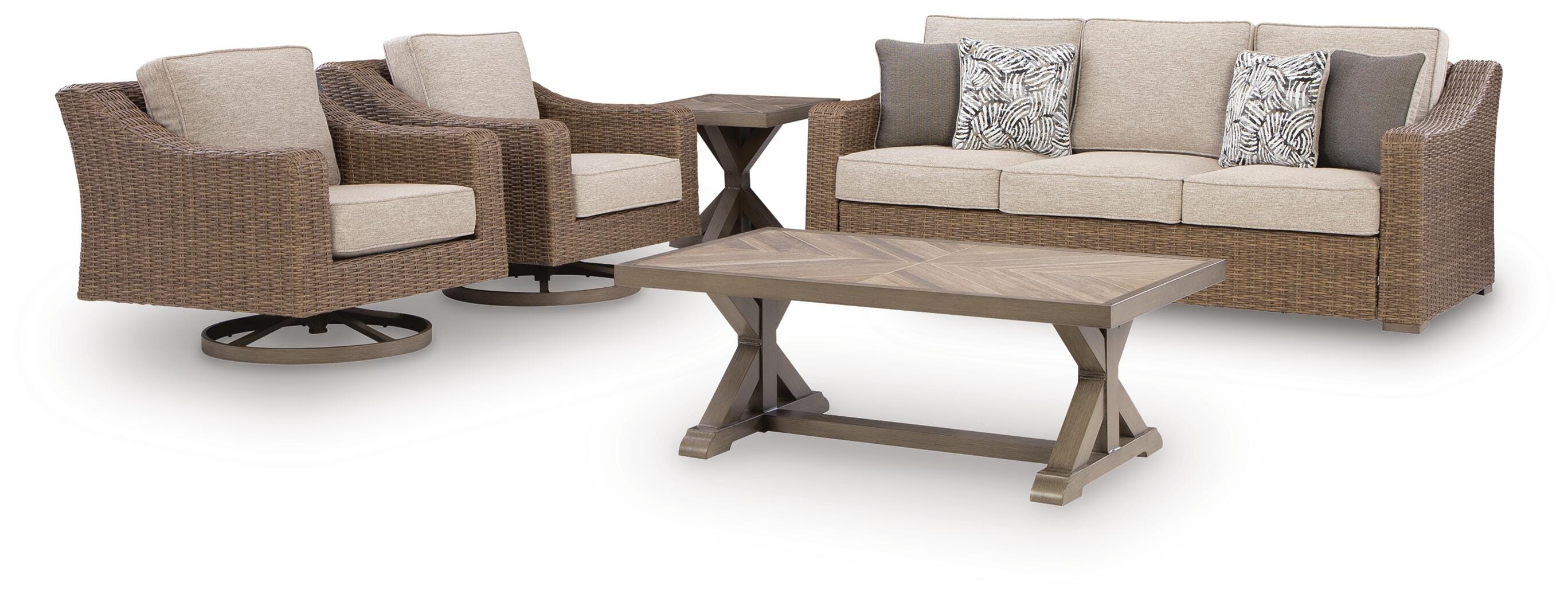 Laguna Heights Outdoor Sofa and 2 Lounge Chairs with Coffee Table and End Table
