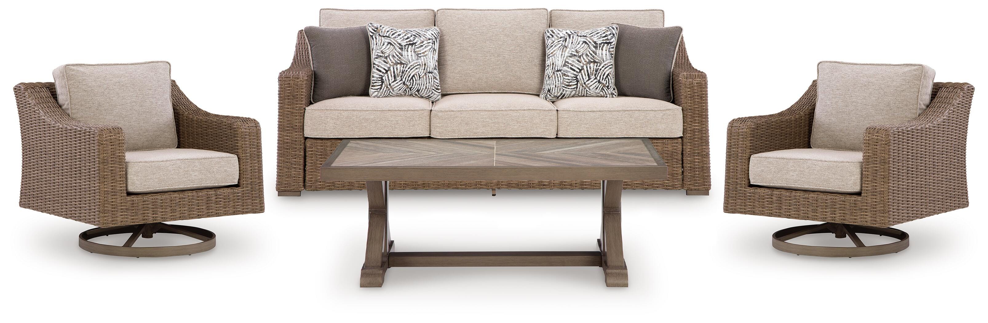 Laguna Heights Outdoor Sofa and 2 Chairs with Coffee Table