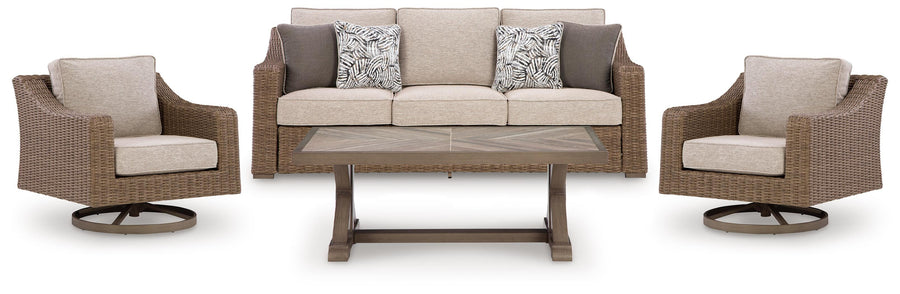 Laguna Heights Outdoor Sofa and 2 Chairs with Coffee Table