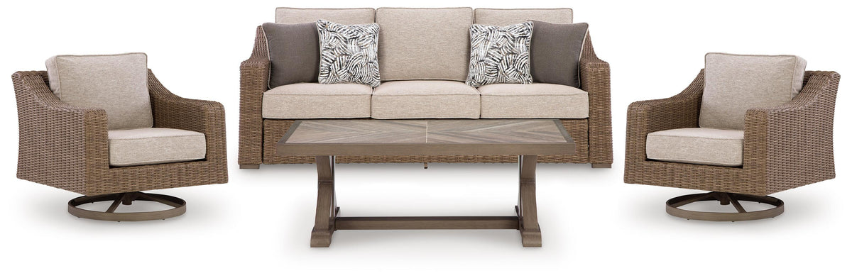 Laguna Heights Outdoor Sofa and 2 Chairs with Coffee Table