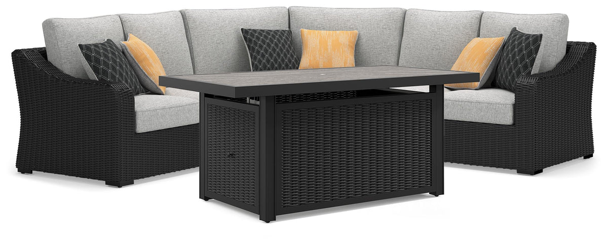 Beachcroft 3-Piece Outdoor Sectional and Fire Pit Table