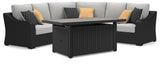 Beachcroft 3-Piece Outdoor Sectional and Fire Pit Table