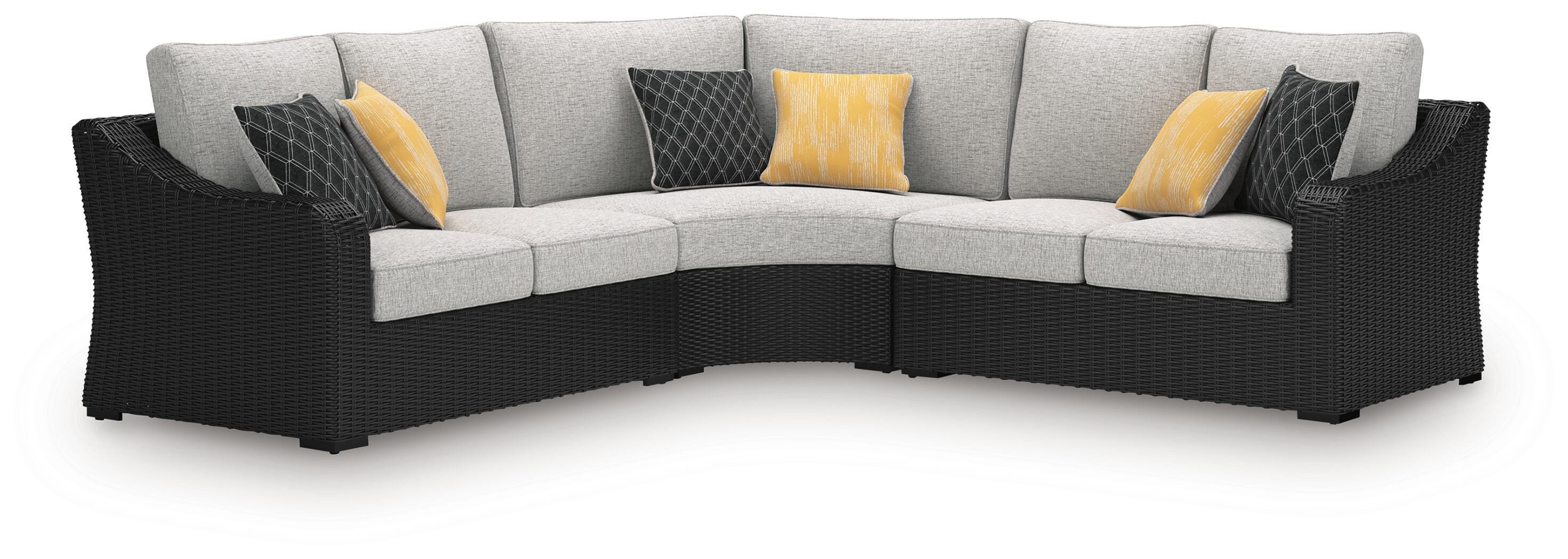 Beachcroft 3-Piece Outdoor Sectional and Fire Pit Table