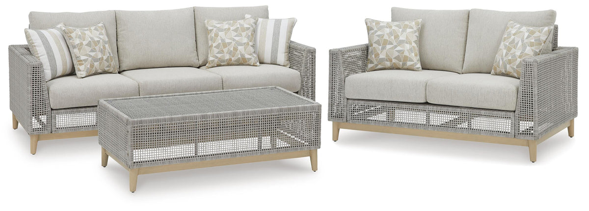 Seton Creek Outdoor Sofa and Loveseat with Coffee Table