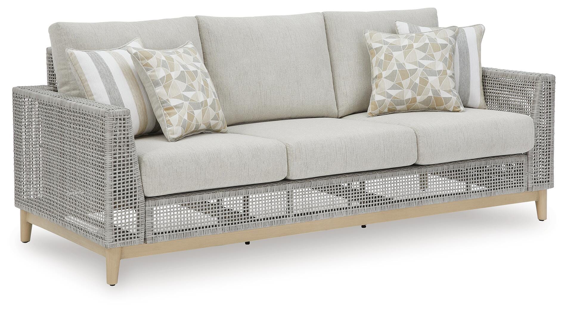 Seton Creek Outdoor Sofa and 2 Chairs with Coffee Table