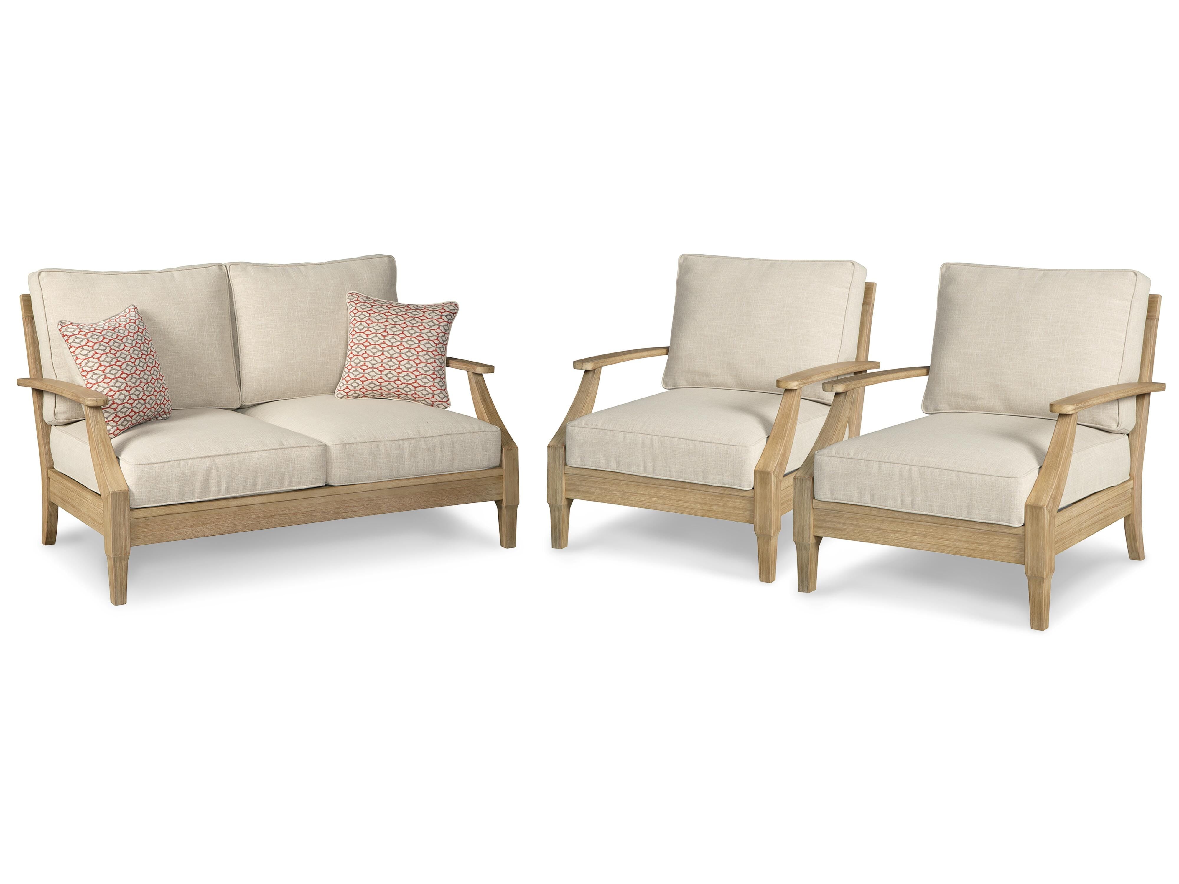 Clare View 3-Piece Outdoor Loveseat & Lounge Chairs Set
