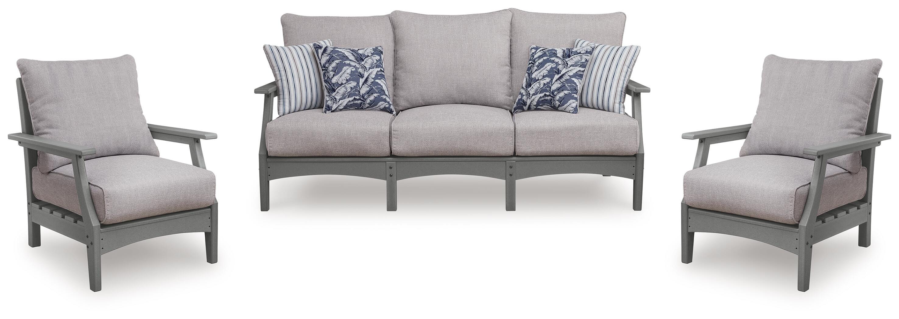 Cove Beach Outdoor Sofa with 2 Lounge Chairs