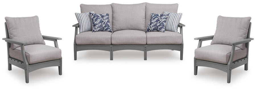 Cove Beach Outdoor Sofa with 2 Lounge Chairs