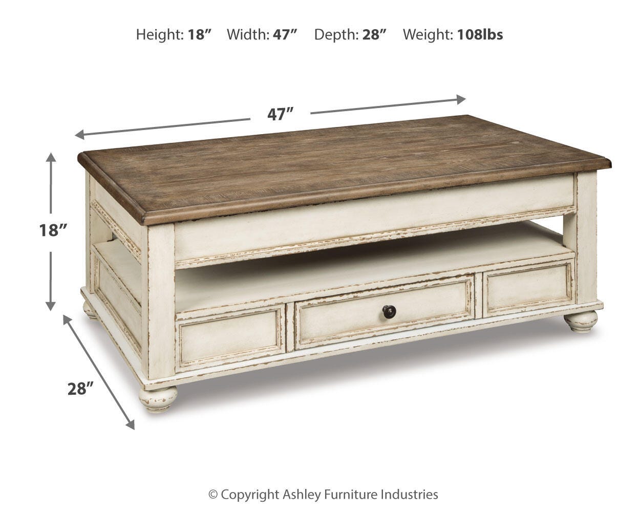 Realyn Coffee Table with 2 End Tables