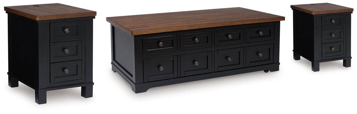 Wildenauer Lift-top Coffee Table and 2 Chairside End Tables