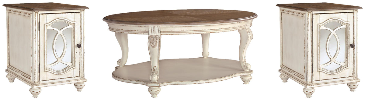 Realyn Coffee Table with 2 End Tables