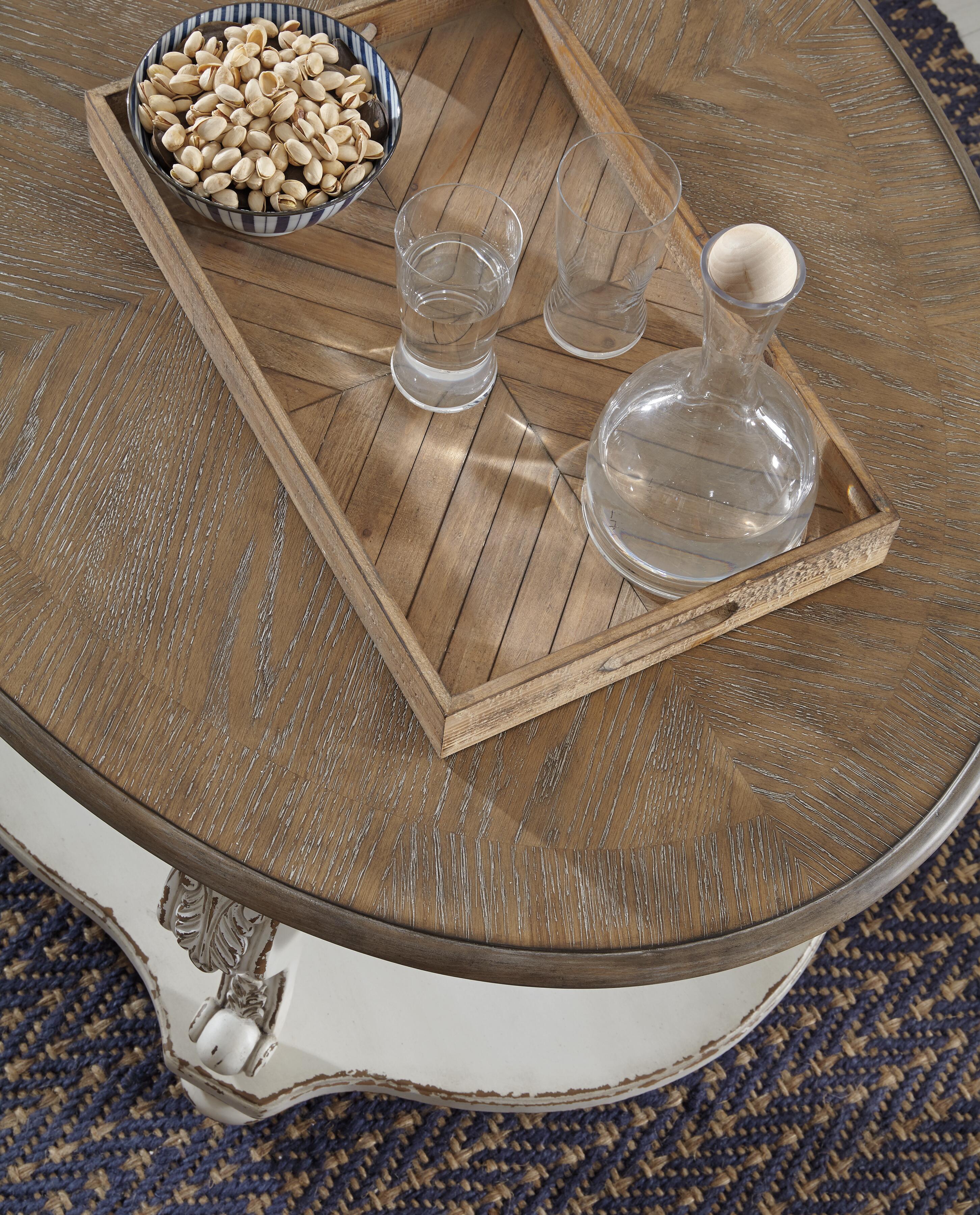 Realyn Coffee Table with 2 End Tables