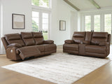 VonRyan Dual Power Leather Reclining Sofa and Loveseat
