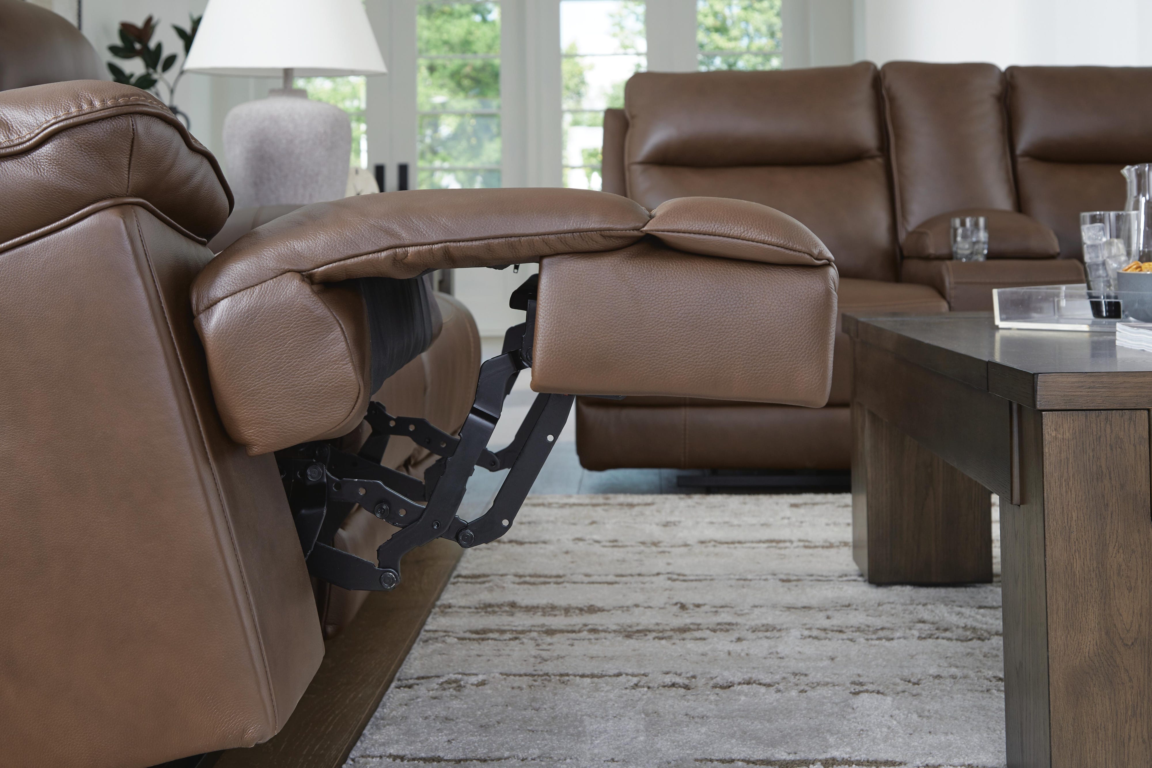 VonRyan Dual Power Leather Reclining Sofa and Loveseat