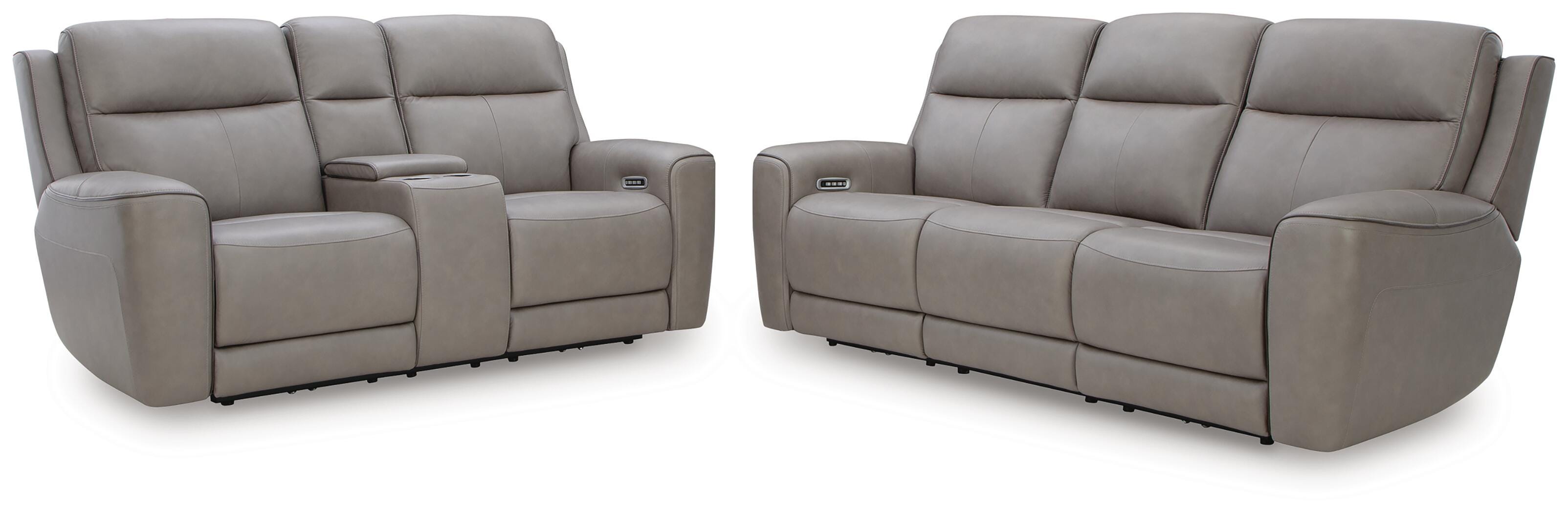 5Z-Relaxation Dual Power Reclining Leather Sofa and Loveseat