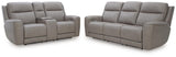 5Z-Relaxation Dual Power Reclining Leather Sofa and Loveseat