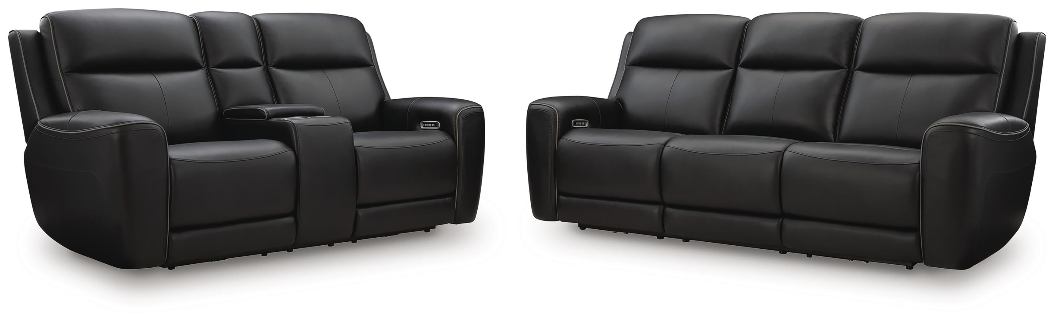 5Z-Relaxation Dual Power Reclining Leather Sofa and Loveseat