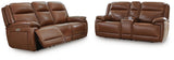 Healy Pier Dual Power Leather Reclining Sofa and Loveseat