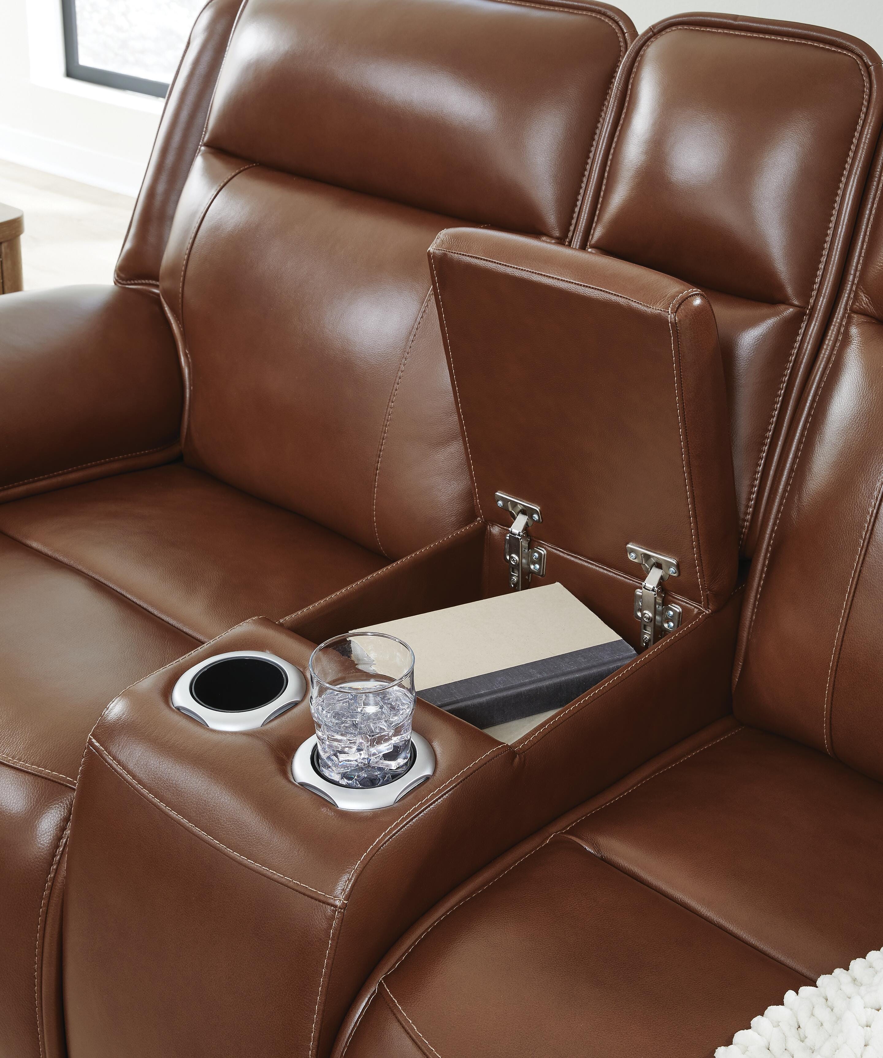 Healy Pier Dual Power Leather Reclining Sofa and Loveseat