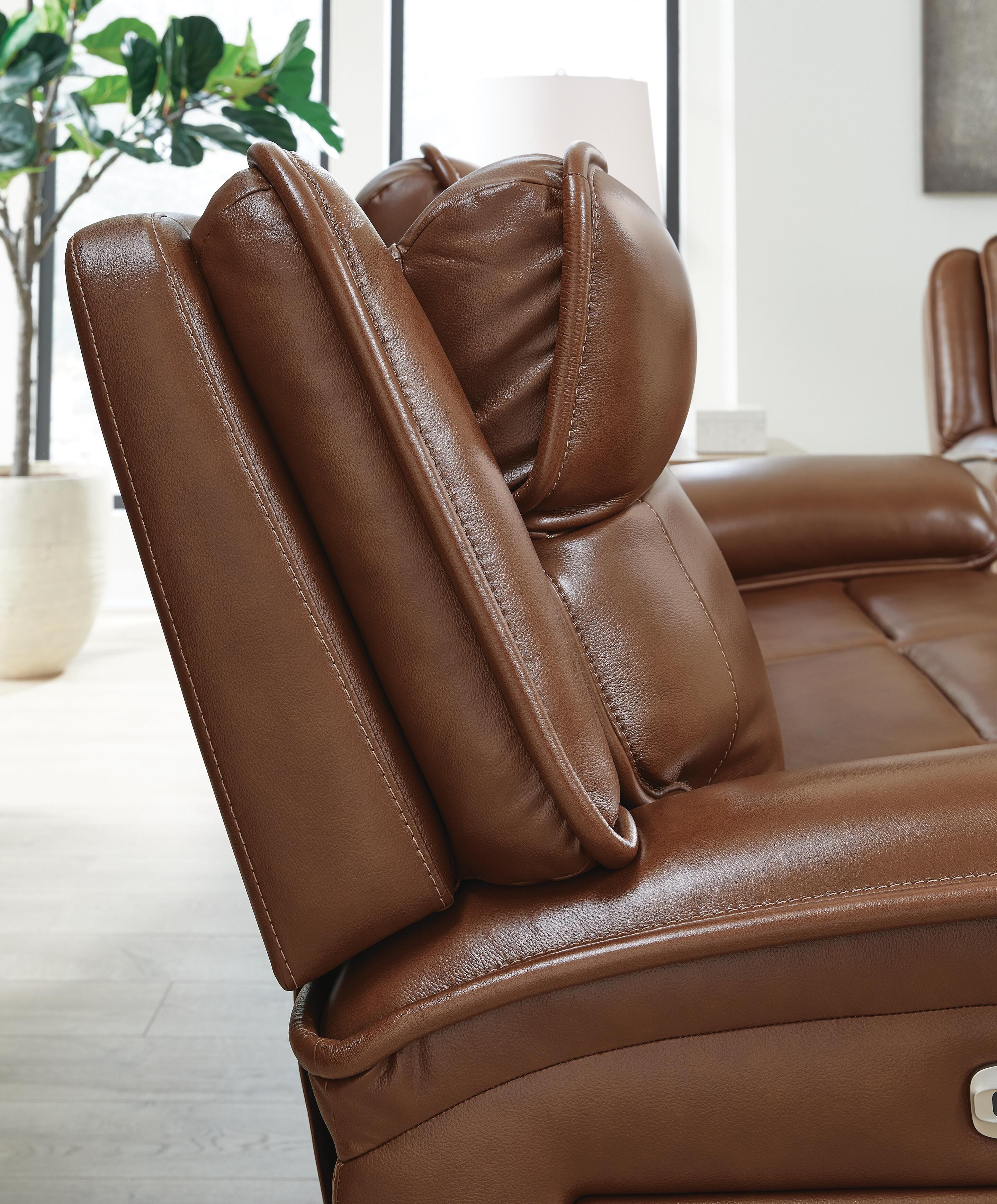 Healy Pier Dual Power Leather Reclining Sofa and Loveseat