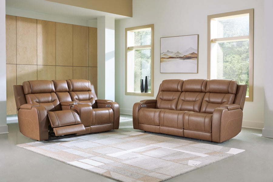 Knightington Power Reclining Sofa and Loveseat with Audio