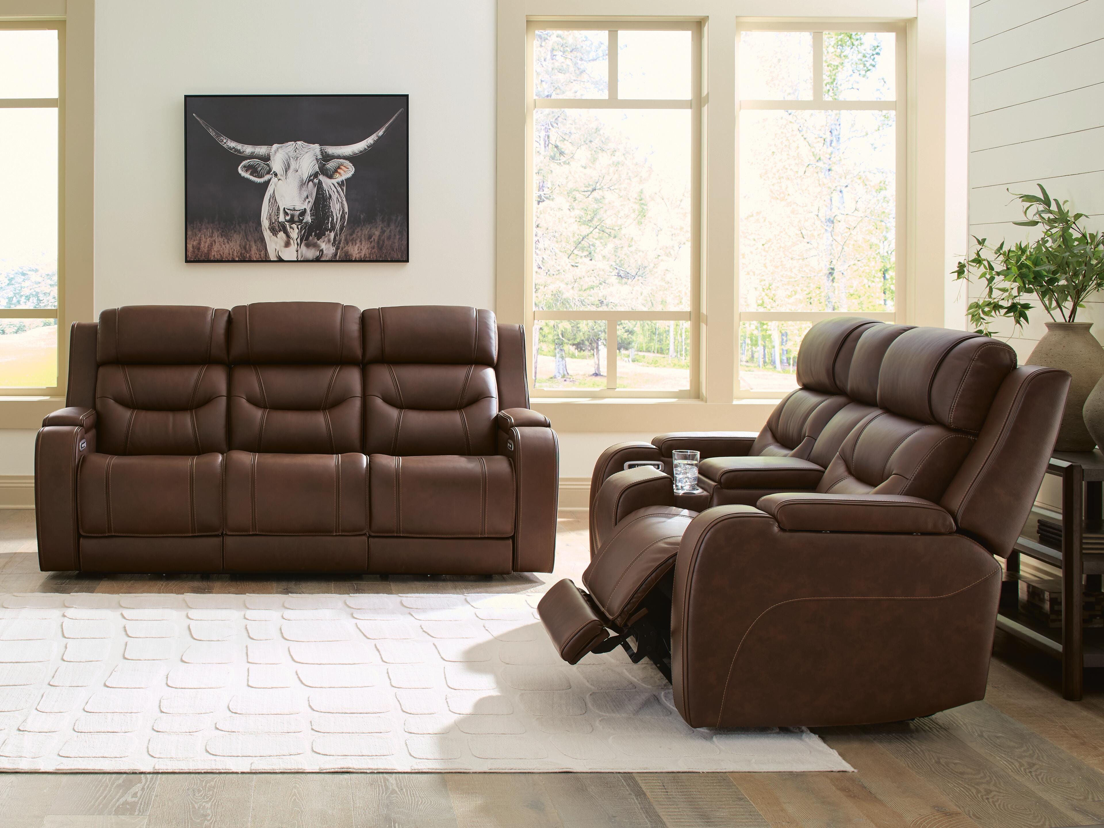Knightington Power Reclining Sofa and Loveseat with Audio