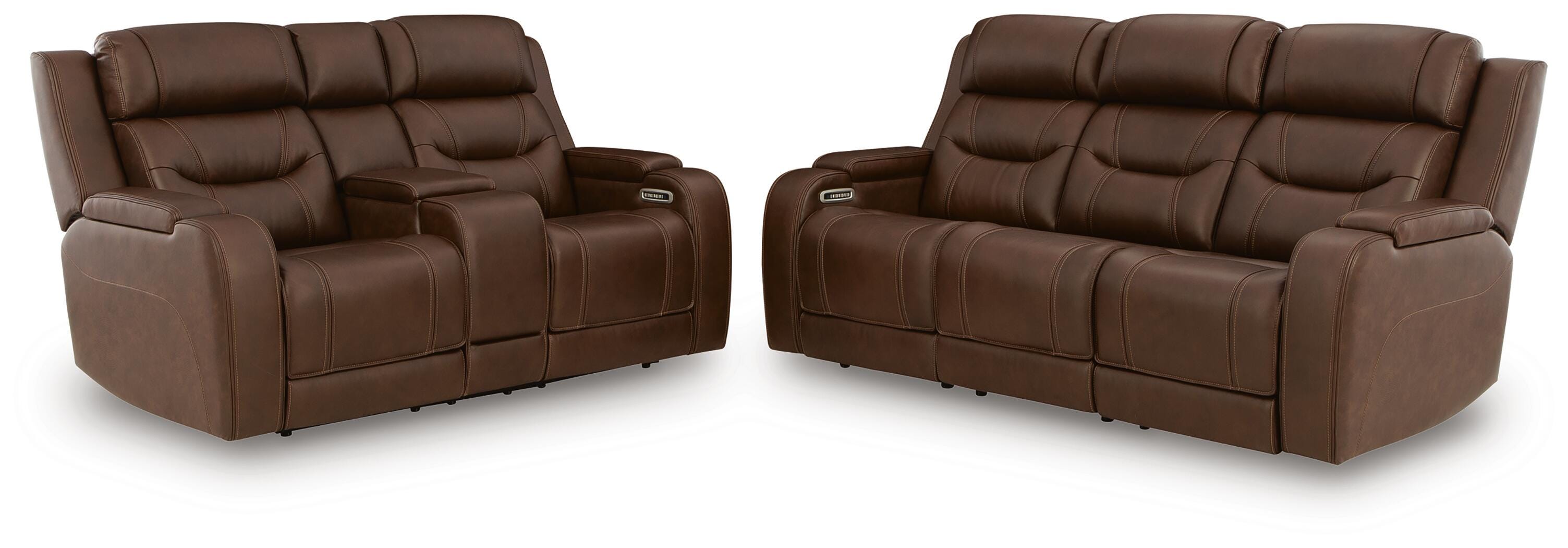 Knightington Power Reclining Sofa and Loveseat with Audio
