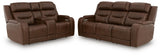 Knightington Power Reclining Sofa and Loveseat with Audio