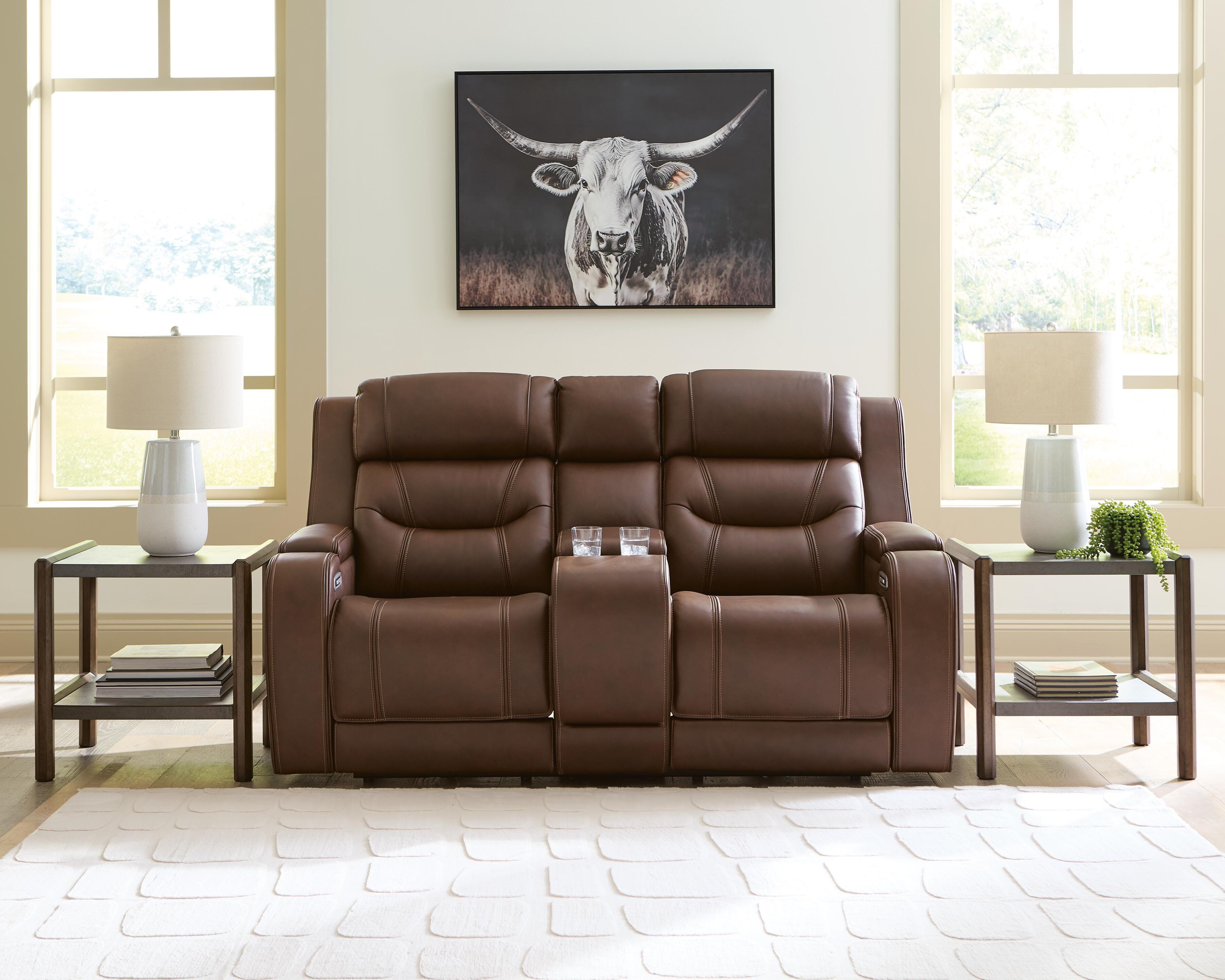 Knightington Power Reclining Sofa and Loveseat with Audio