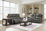 Bleckley Beryton Leather Dual Power Reclining Sofa and Loveseat Set