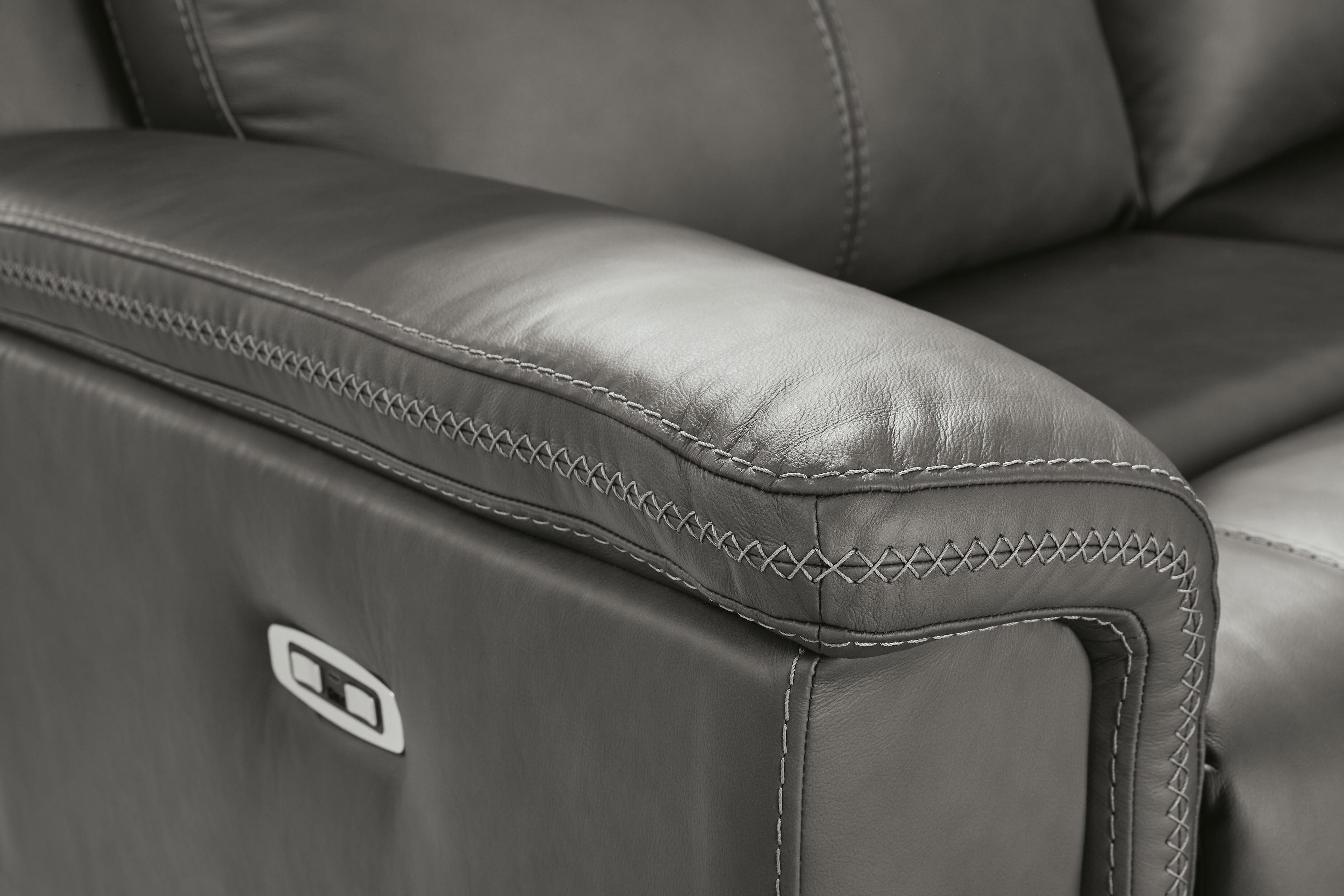 Bleckley Beryton Leather Dual Power Reclining Sofa and Loveseat Set