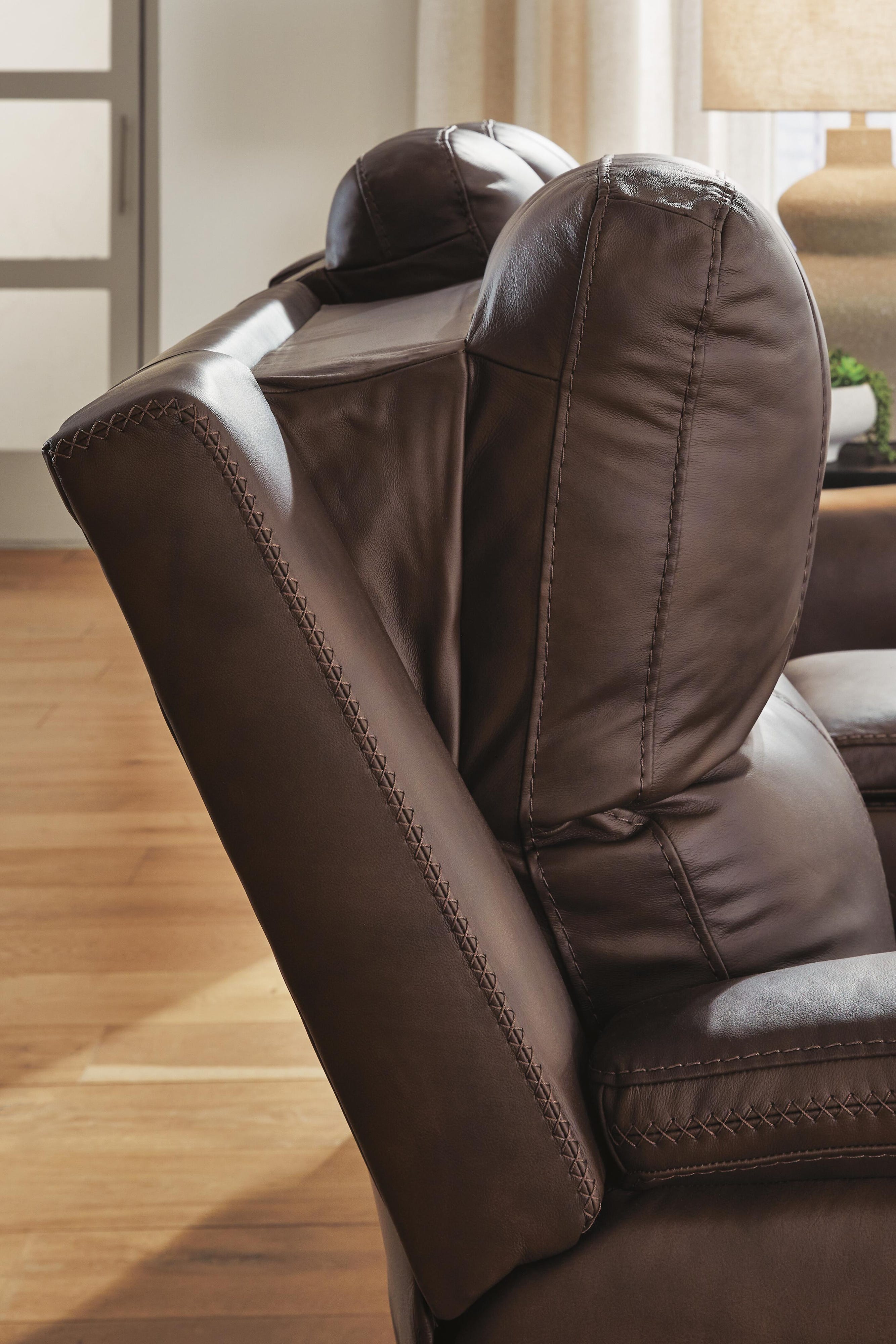 Bleckley Beryton Leather Dual Power Reclining Sofa and Loveseat Set